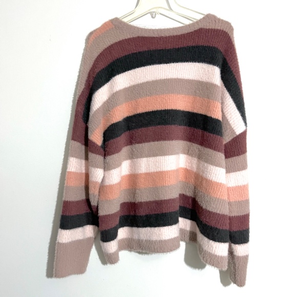 Torrid Soft Striped Fuzzy Colorblock Sweater - Picture 3 of 11